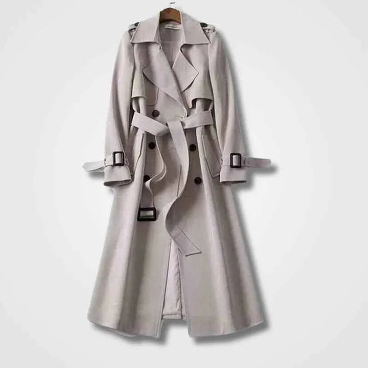 Welvorn | Damen Langer Trenchcoat mit Gürtel - Black - Image 2