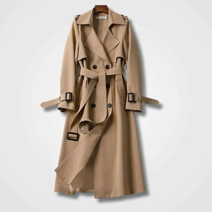 Welvorn | Damen Langer Trenchcoat mit Gürtel - Black - Image 3