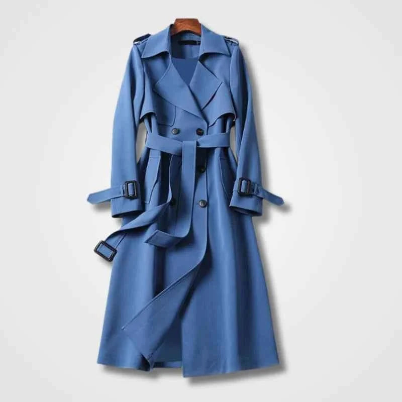 Welvorn | Damen Langer Trenchcoat mit Gürtel - Black - Image 4