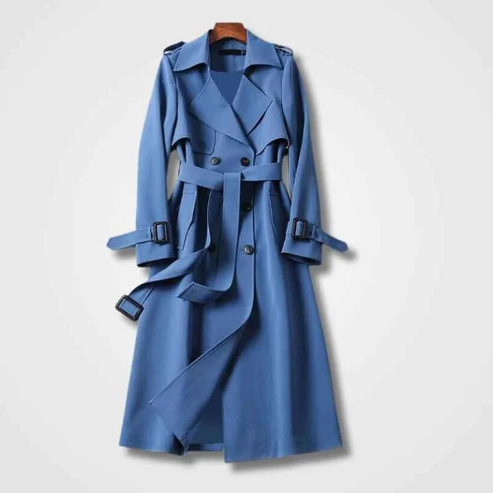 Welvorn | Damen Langer Trenchcoat mit Gürtel - Black - Image 4