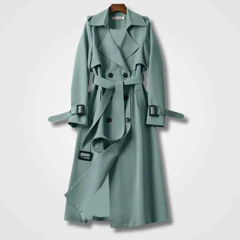 Welvorn | Damen Langer Trenchcoat mit Gürtel - Black - Image 5