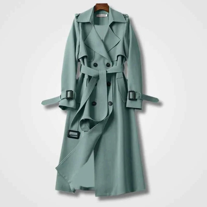 Welvorn | Damen Langer Trenchcoat mit Gürtel - Black - Image 5