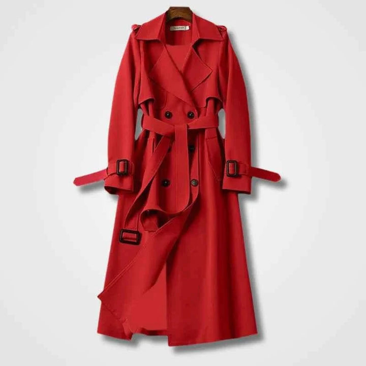 Welvorn | Damen Langer Trenchcoat mit Gürtel - Black - Image 6