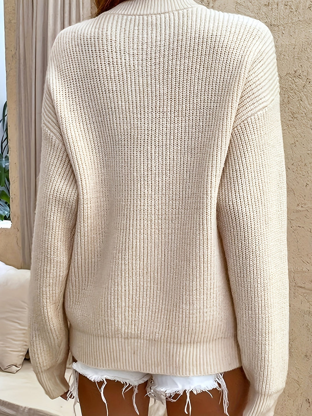 Wiberna | Damen Strickpullover Henley Knopfleiste - Baby Blue - Image 10