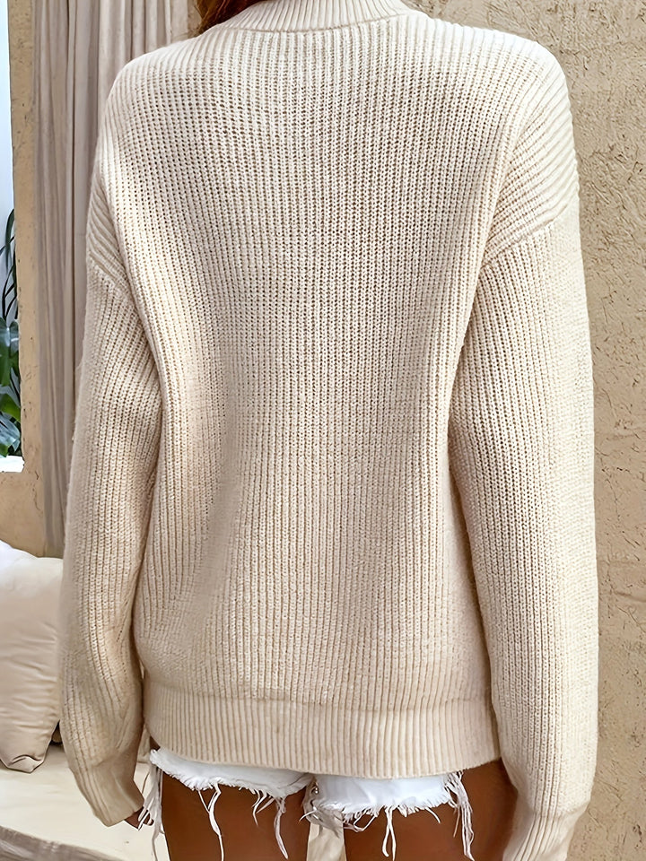 Wiberna | Damen Strickpullover Henley Knopfleiste - Baby Blue - Image 10