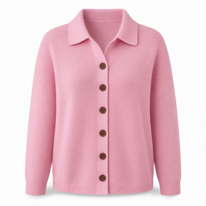 Wilvarne | Damen Strickjacke mit Umlegekragen - Orange - Image 4
