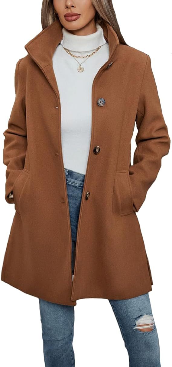 Wilvorna | Damen Wintermantel mit Stehkragen - Brown - Image 1