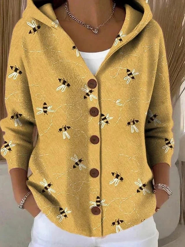 Wilvorne | Damen Strickjacke Gemustert Kapuze - Image 2