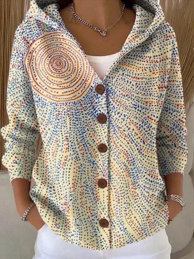 Wilvorne | Damen Strickjacke Gemustert Kapuze - Image 6