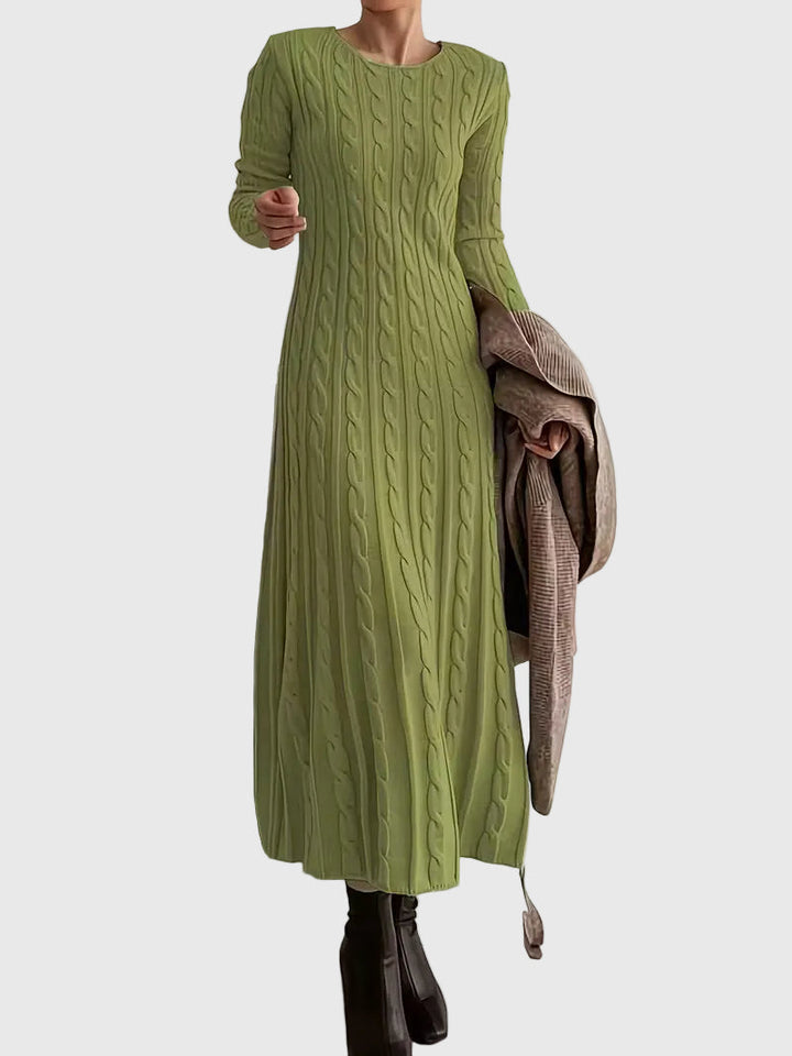 Wilvra | Damen Strickkleid Maxi mit Zopfmuster - Image 2