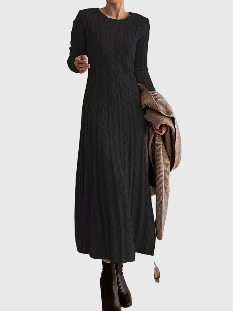 Wilvra | Damen Strickkleid Maxi mit Zopfmuster - Image 4