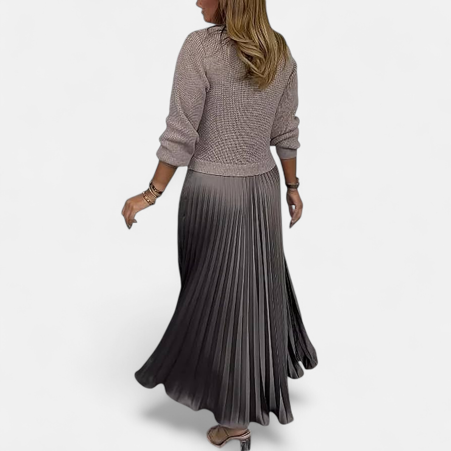 Wrenilda | Damen Pulloverkleid Plissee Maxi - Image 2