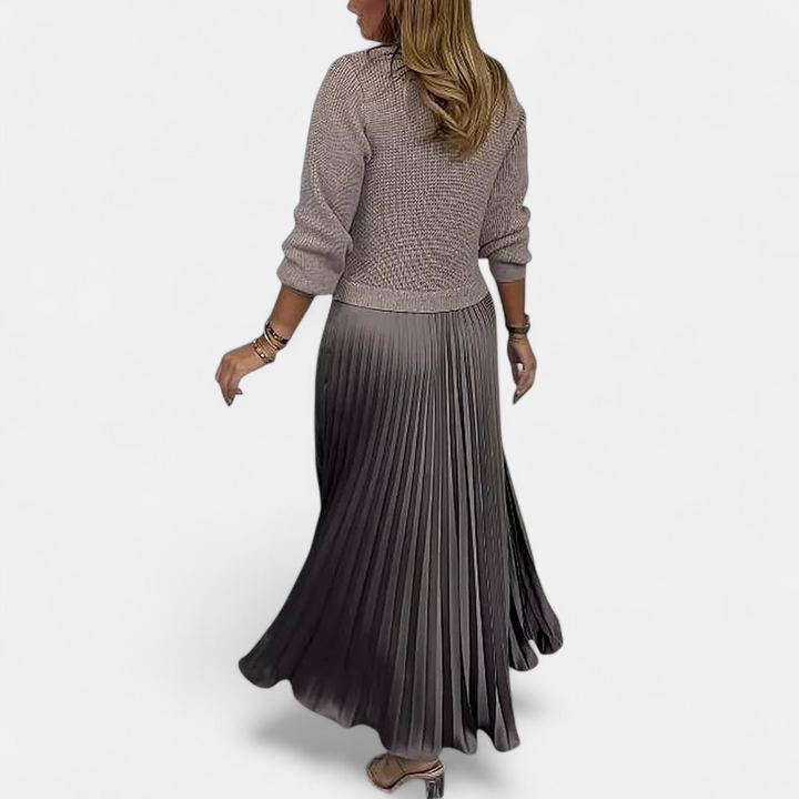 Wrenilda | Damen Pulloverkleid Plissee Maxi - Image 2