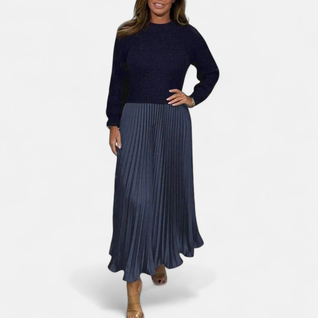 Wrenilda | Damen Pulloverkleid Plissee Maxi - Image 4