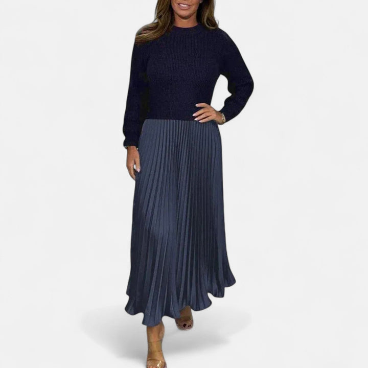 Wrenilda | Damen Pulloverkleid Plissee Maxi - Image 4