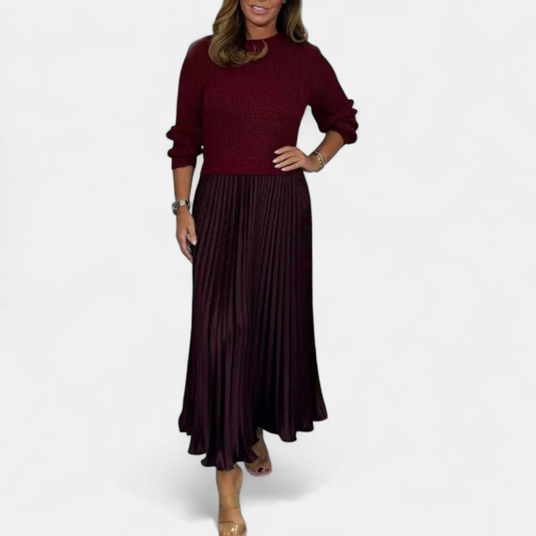 Wrenilda | Damen Pulloverkleid Plissee Maxi - Image 6