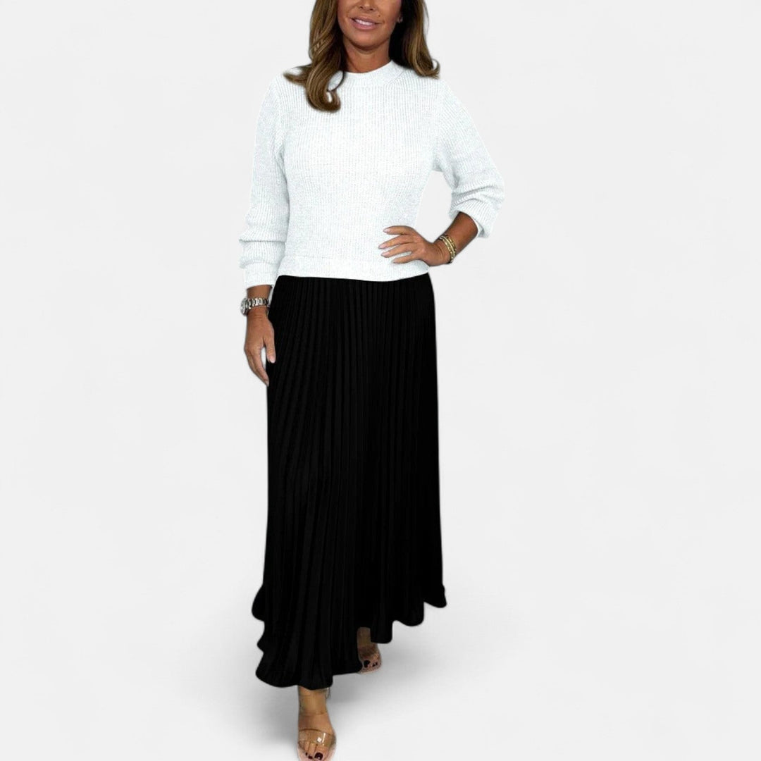 Wrenilda | Damen Pulloverkleid Plissee Maxi - Image 8