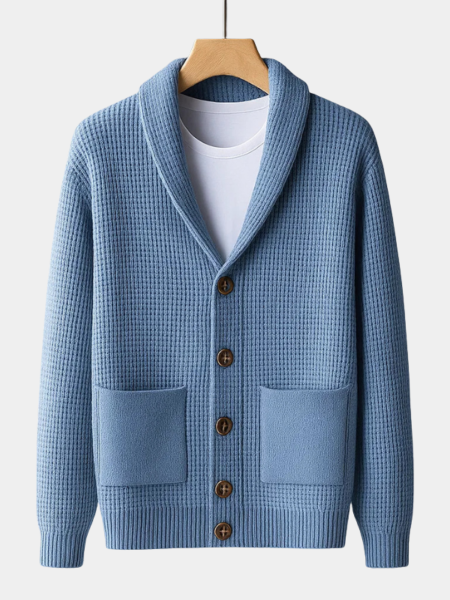 Wulfand | Herren Strickjacke Schalkragen - Light Blue - Image 1
