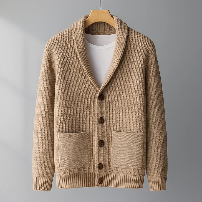 Wulfand | Herren Strickjacke Schalkragen - Light Blue - Image 3