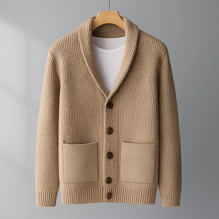 Wulfand | Herren Strickjacke Schalkragen - Light Blue - Image 3