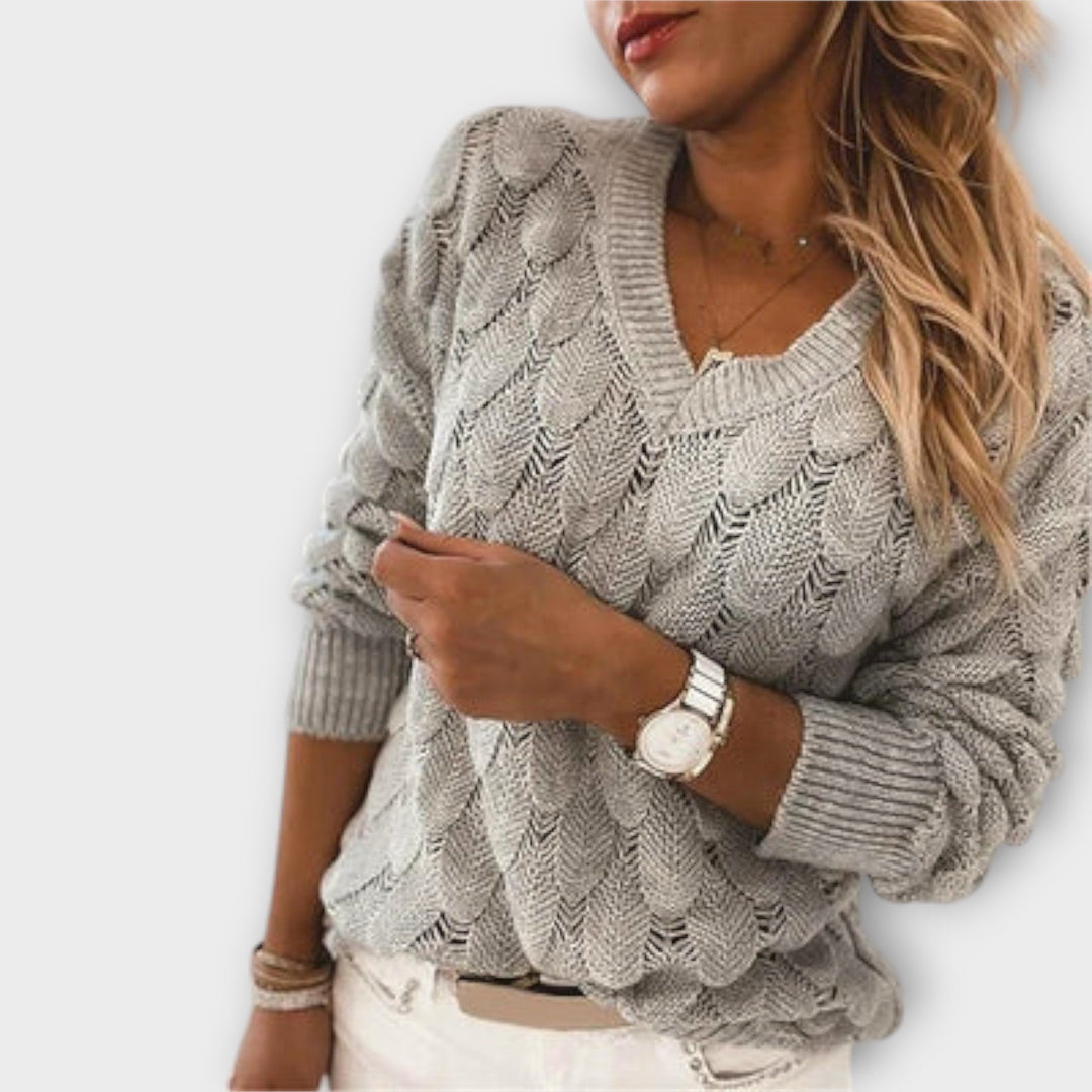 Wulfara | Damen Strickpullover V-Ausschnitt - Image 1