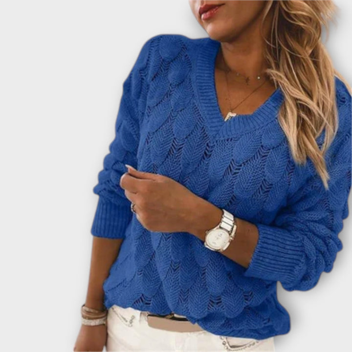 Wulfara | Damen Strickpullover V-Ausschnitt - Image 2