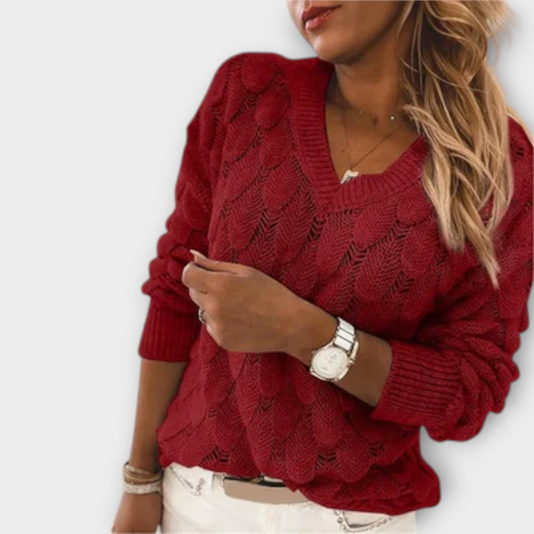 Wulfara | Damen Strickpullover V-Ausschnitt - Image 3