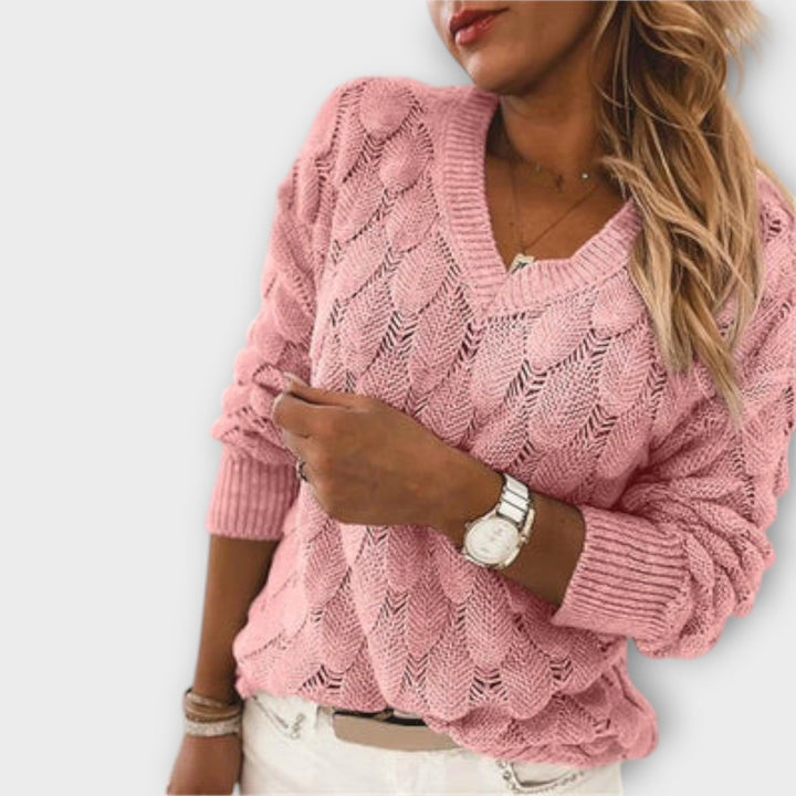 Wulfara | Damen Strickpullover V-Ausschnitt - Image 4