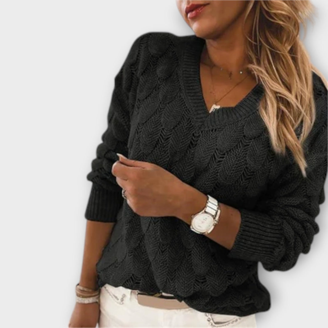Wulfara | Damen Strickpullover V-Ausschnitt - Image 5