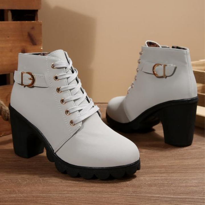 Wulfbera | Damen Schnürstiefelette mit Blockabsatz - Image 2