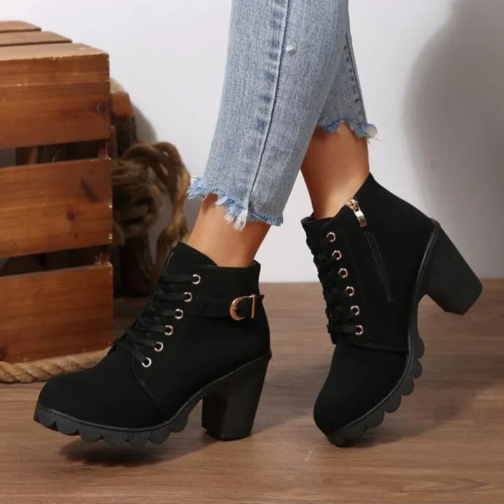 Wulfbera | Damen Schnürstiefelette mit Blockabsatz - Image 3