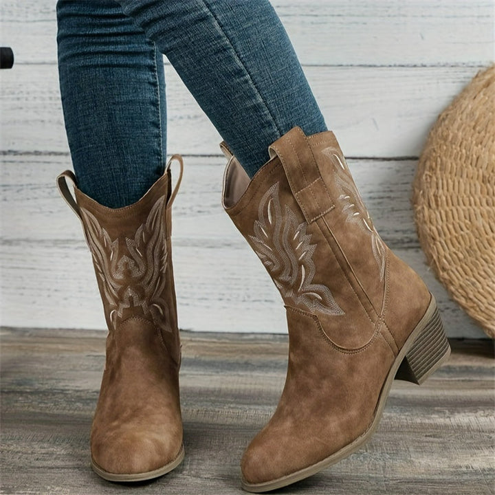 Wulfharde | Damen Western Stiefel Blockabsatz - Camel - Image 1