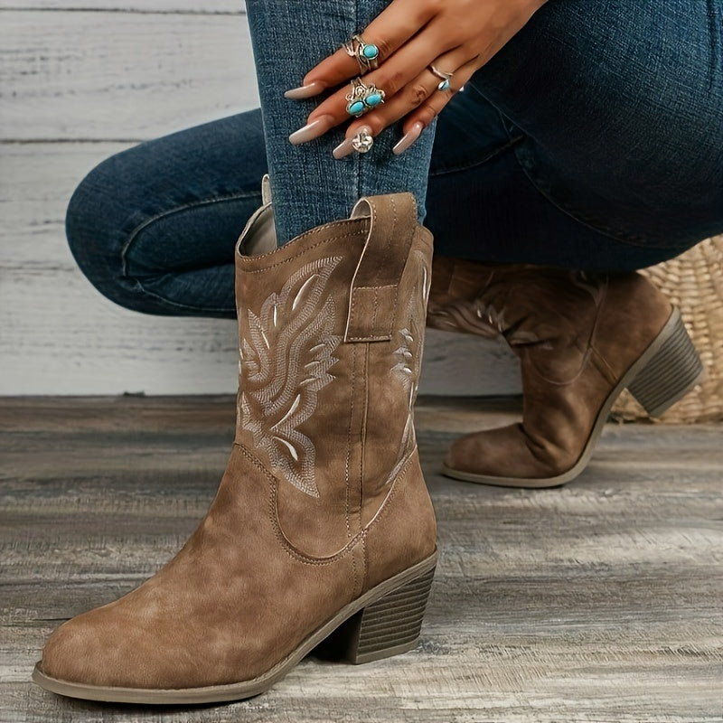 Wulfharde | Damen Western Stiefel Blockabsatz - Camel - Image 10