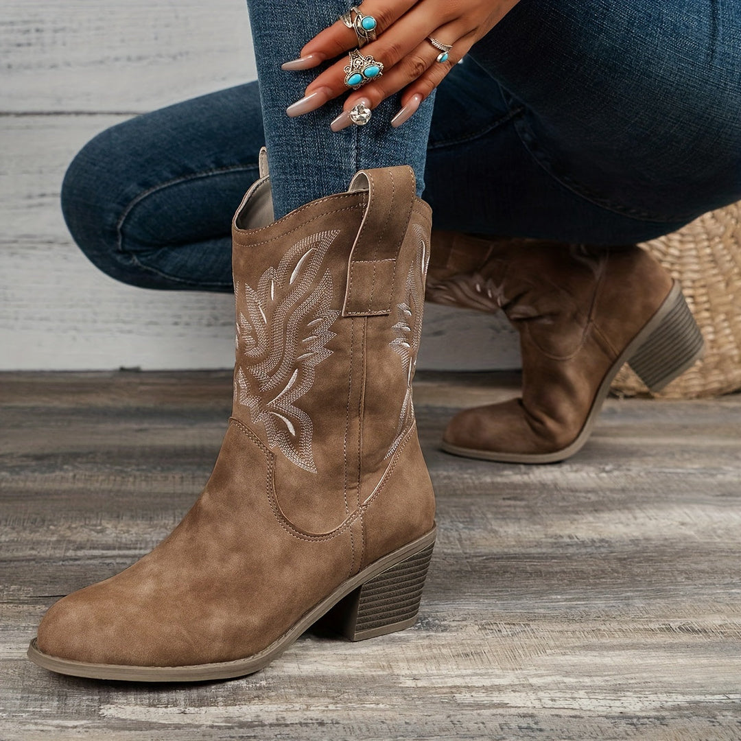 Wulfharde | Damen Western Stiefel Blockabsatz - Camel - Image 2