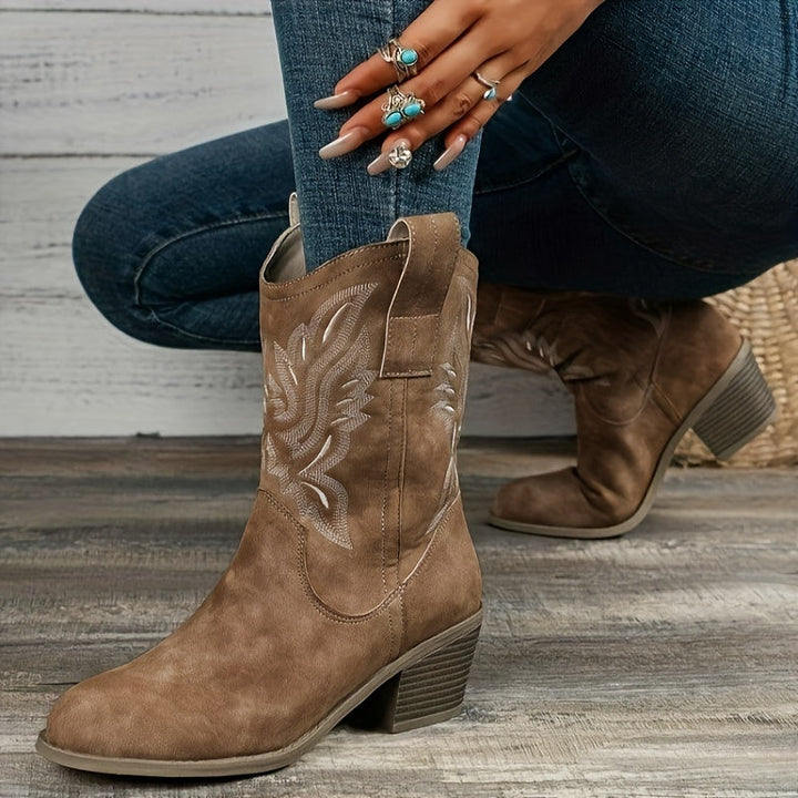 Wulfharde | Damen Western Stiefel Blockabsatz - Camel - Image 4