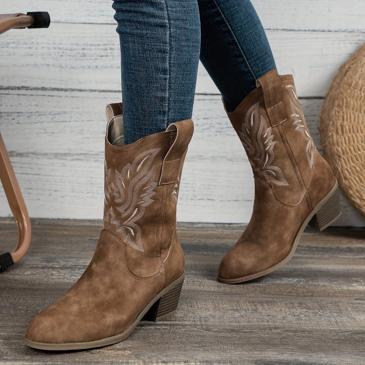 Wulfharde | Damen Western Stiefel Blockabsatz - Camel - Image 5