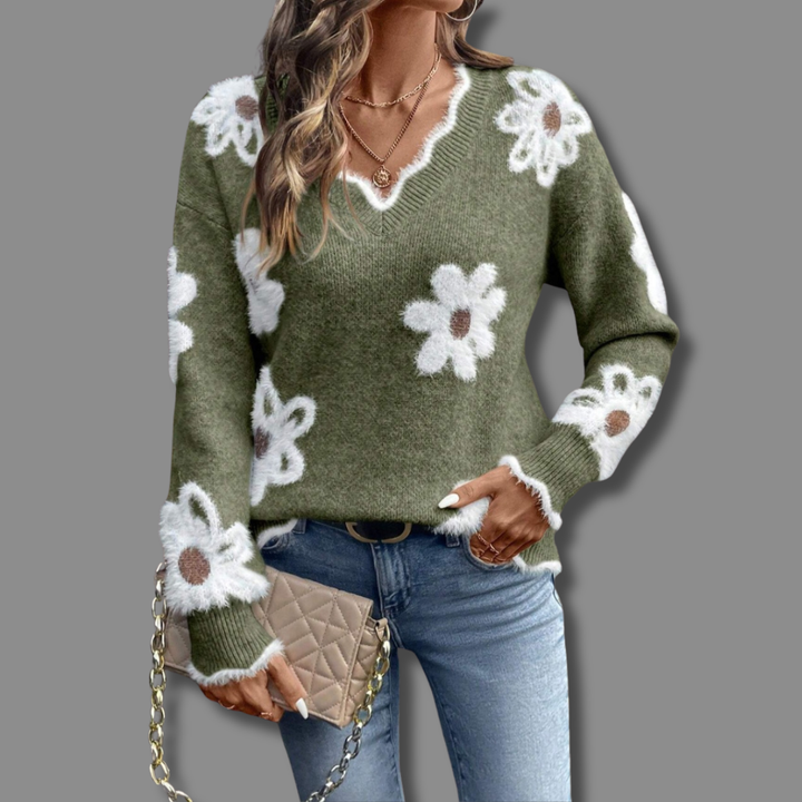 Wulfhild | Damen Pullover mit Blumenmuster - Image 2