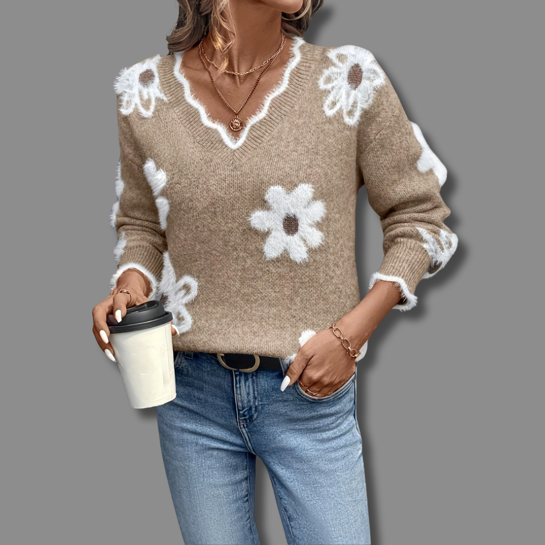 Wulfhild | Damen Pullover mit Blumenmuster - Image 3