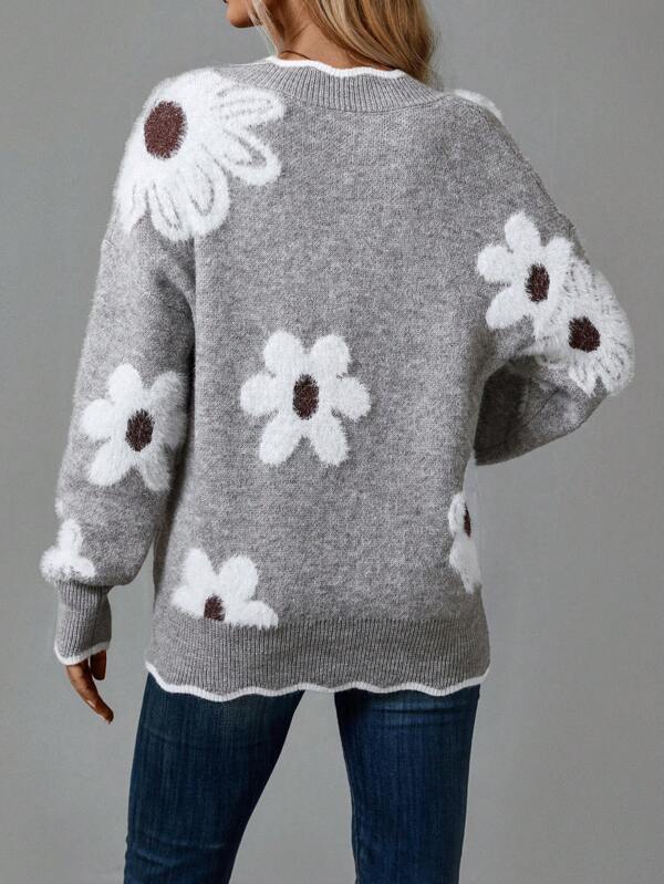 Wulfhild | Damen Pullover mit Blumenmuster - Image 6