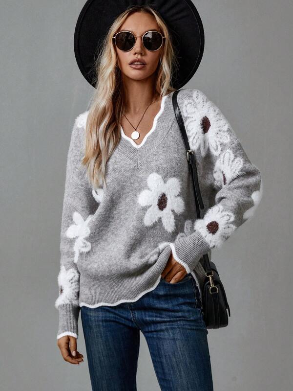 Wulfhild | Damen Pullover mit Blumenmuster - Image 7