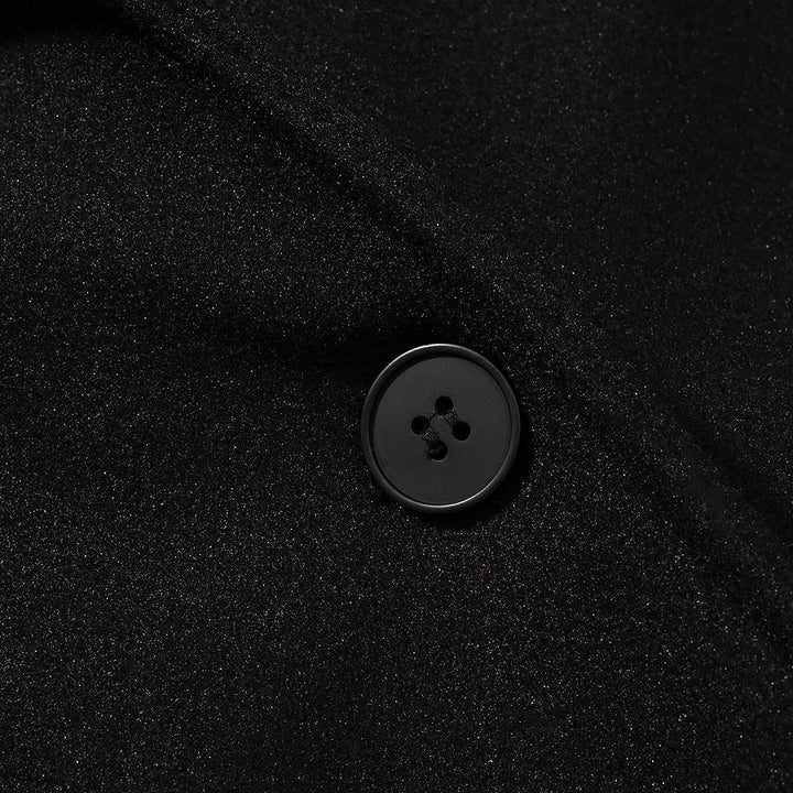 Wulfine | Damen Langer Wintermantel Zweireihig Oversize - Black - Image 4