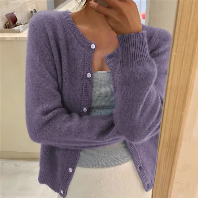 Wulfmara | Damen Strickjacke mit Knopfleiste - Grey - Image 4