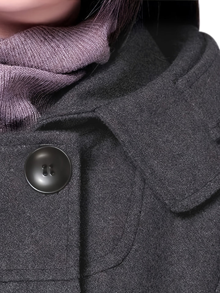 Wulfra | Damen Wintermantel Zweireihig mit Kapuze - Black - Image 12