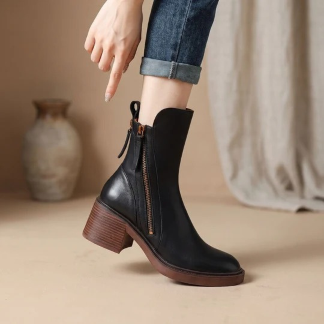 Zelvind | Damen Winterstiefel Blockabsatz Leder - Image 4