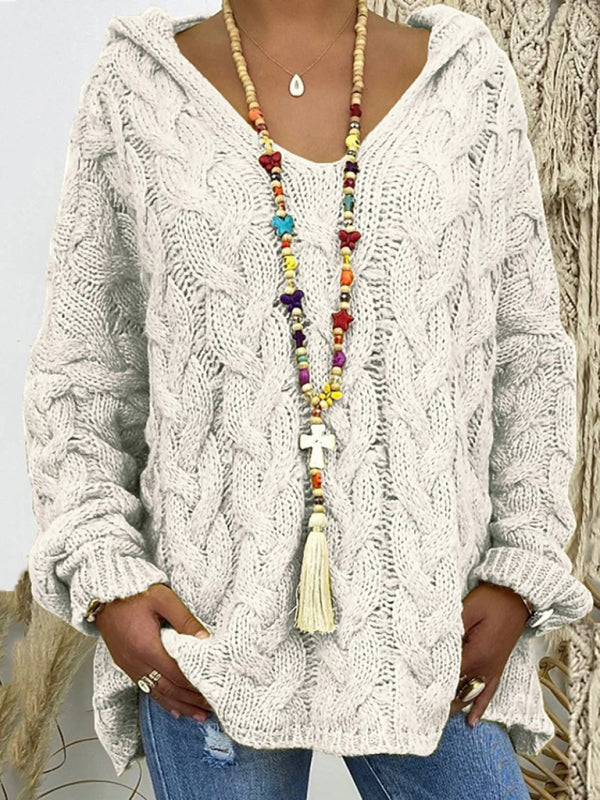 Zelvona | Damen Strickpullover mit Kapuze - Image 1