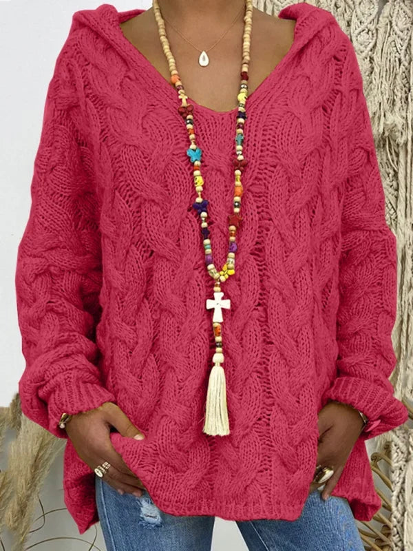 Zelvona | Damen Strickpullover mit Kapuze - Image 3