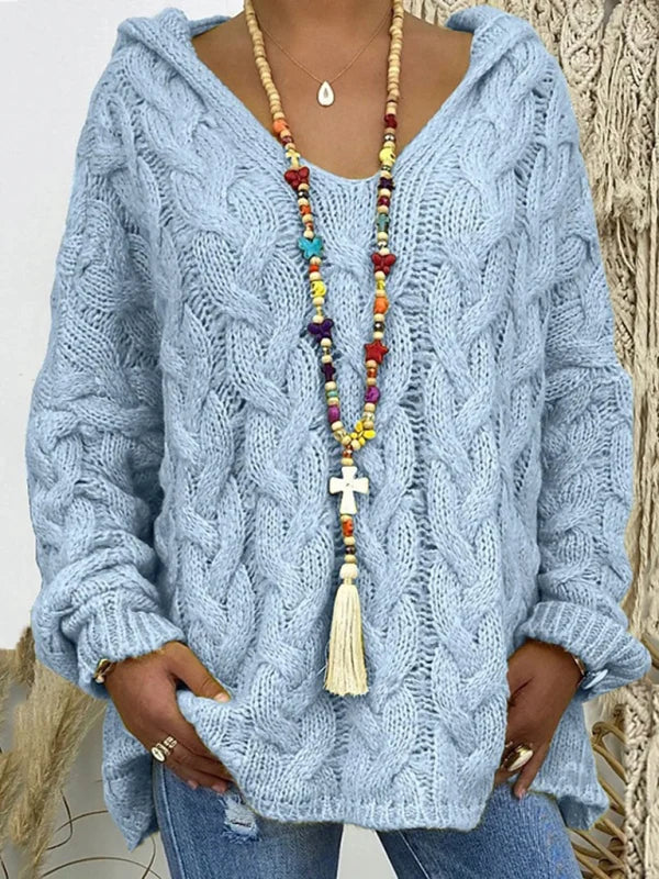 Zelvona | Damen Strickpullover mit Kapuze - Image 4