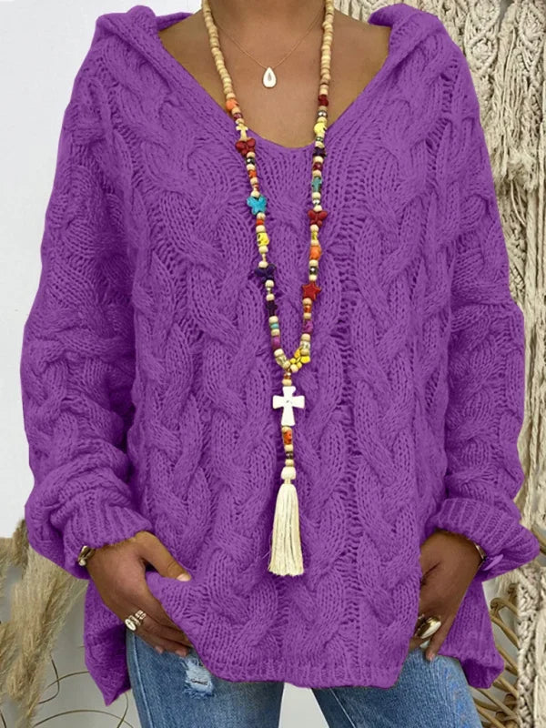 Zelvona | Damen Strickpullover mit Kapuze - Image 6