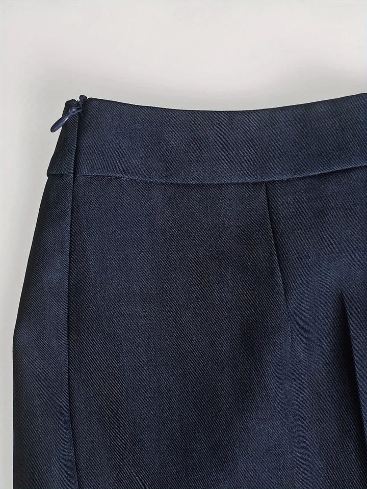 Zelvorna | Damen Hosenanzug Schößchenjacke Schlaghose - Navy - Image 6