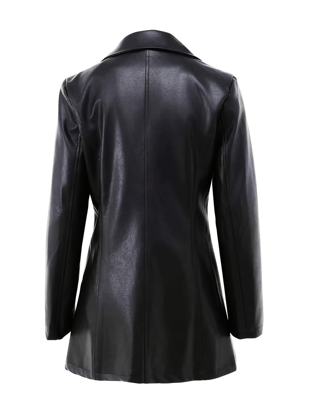 Zephyra | Damen Leder-Wintermantel Slim Fit Midi - Black - Image 4